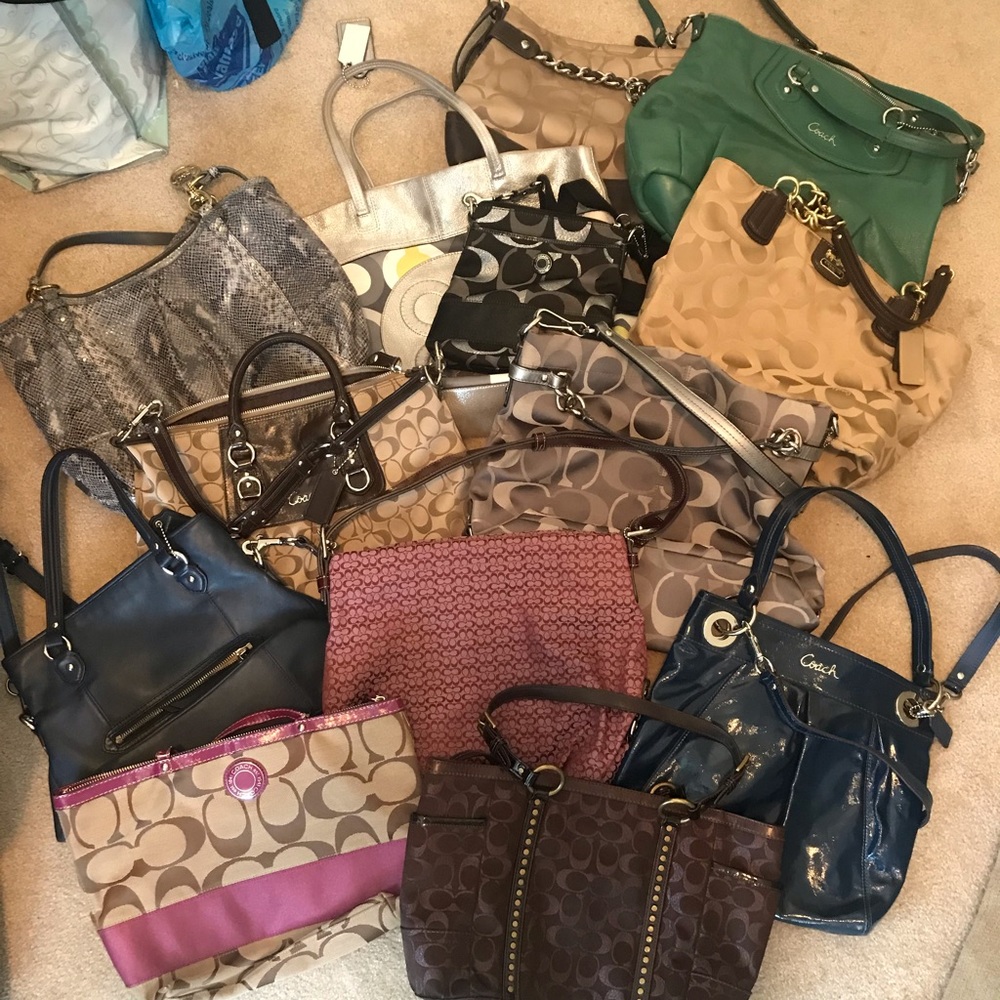Assortment of authentic Coach purses